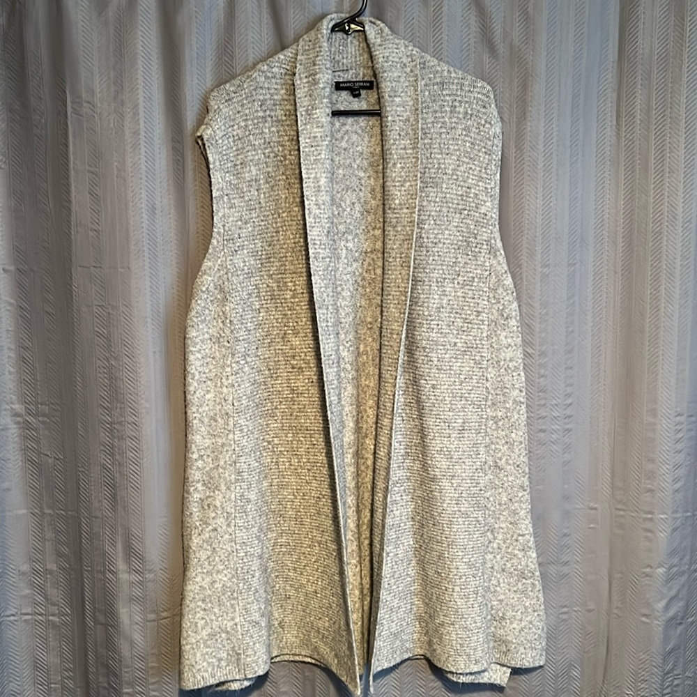 Mario Serrani Shawl Collar Sleeveless Cardigan